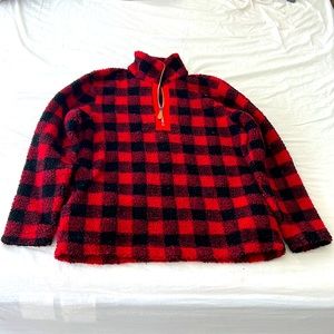 Black and red checkered pullover! Size medium. Really soft material.